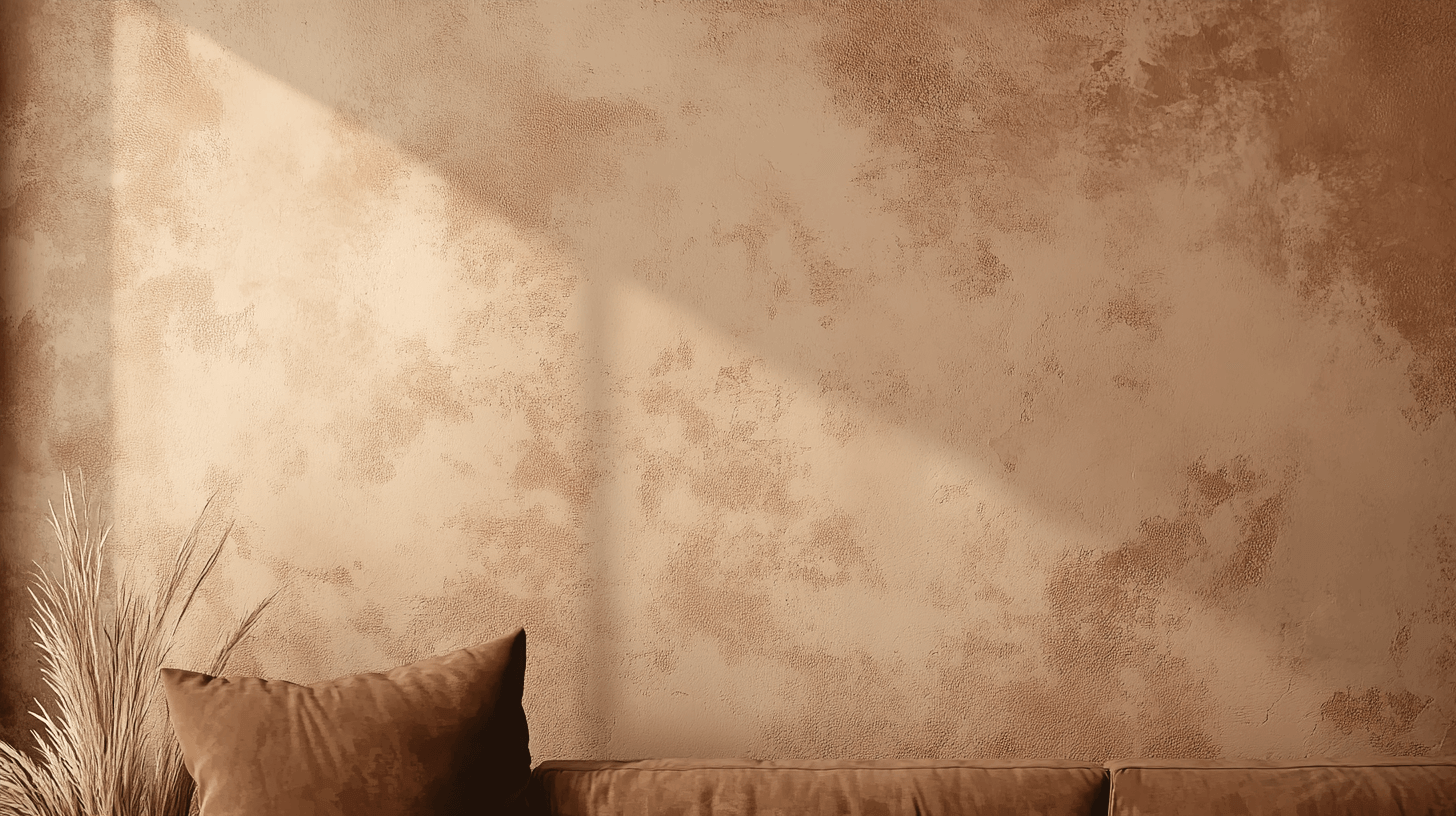 Detail steny v odtieni Mocha Mousse so sušenými dekoráciami