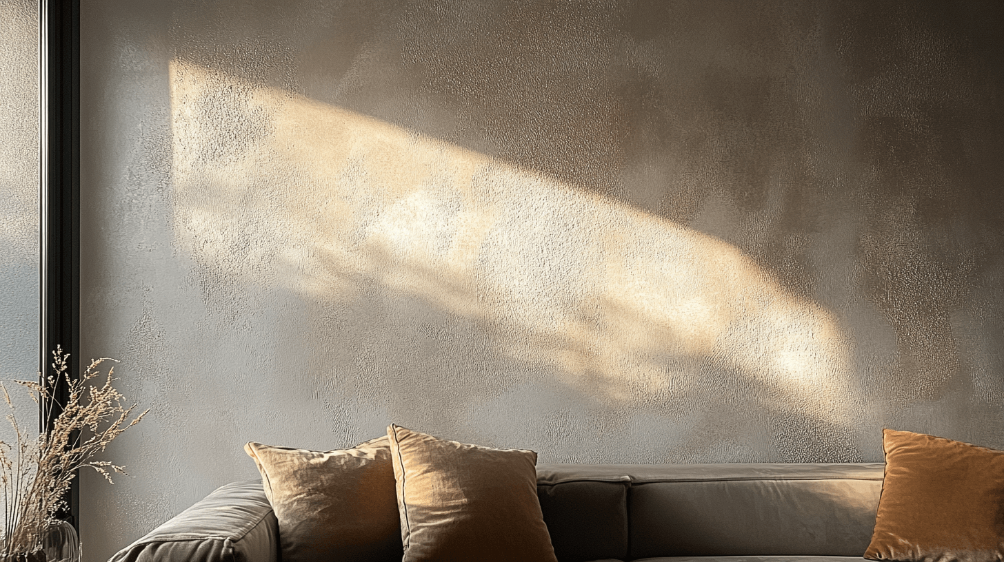 Béžová štruktúrovaná stierka v interiéri s prirodzeným osvetlením