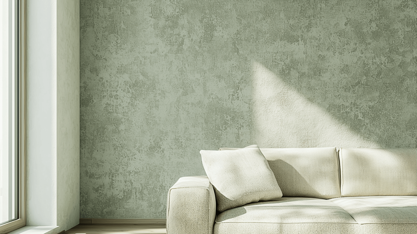 Olivovo zelená stena v minimalistickom interiéri